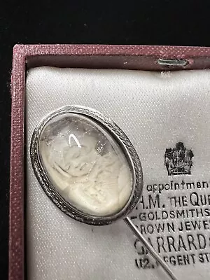 Antique Victorian Sterling Silver Rock Crystal Mourning Brooch Postmortem Child • $169