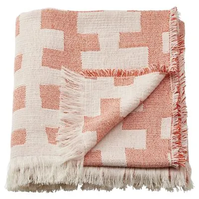 IKEA New SLÅNSPINNMAL Throw Off-white/red-brown 130x170 Cm • £26.14