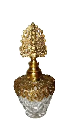 Mcm Ormolu Filigree Perfume Bottle Glass Dauber Matson Petite Hollywood Regency • $53.01