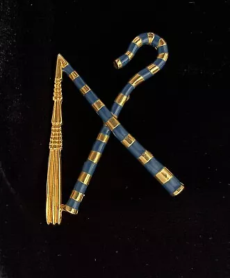 Vintage 1976 Metropolitan Museum Of Art 2.5” Tutankhamun Crook &Flail Brooch • $33