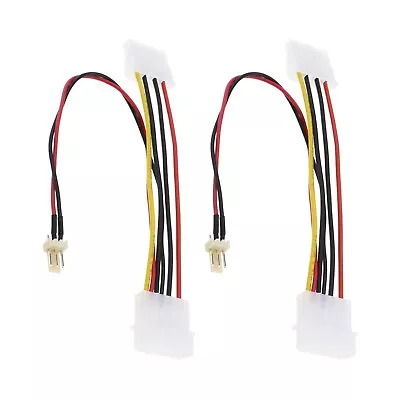 2Pcs 4 Pin Molex Male To Female + 3 Pin Fan Connector Extension Cable Adapter • £4.81