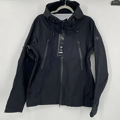 $400 • Buy Descente Floatech 3L Hard Shell Jacket Men's Sz L Black Waterproof Zip Hood Rain