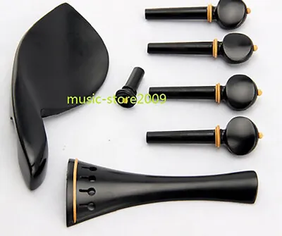 4/4 Violin Parts Accessories Ebony Inlay BloxwoodViolin Peg Tailpiece Chinrestl • $17.09