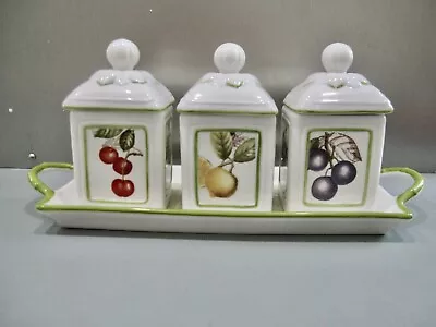 Villeroy & Boch Cascara Charm Jam Jelly Pot Tray Set Rare A++ 4 Pieces • $102.50