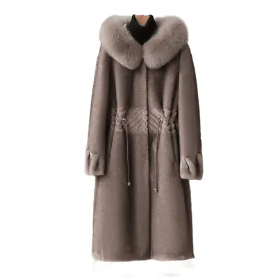 New Genuine Mink Fur Coat Women's Real Fox Fur Hooded Thicken Warm Long Jackets • $290.74