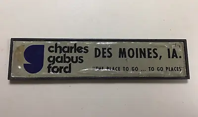 Vintage CHARLES GABUS FORD Car Dealer Dealership Plastic Emblem Des Moines IA • $14.99