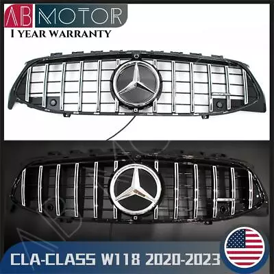 Chrome Silver GT Style Grille W/LED For Benz CLA-Class W118 20-23 CLA200 CLA250 • $179