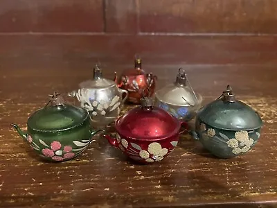 6 Vintage Mercury Glass Teapot Christmas Tree Ornaments • $174.95