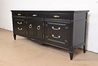 Thomasville French Regency Louis XVI Black Lacquered Dresser Or Credenza • $3795