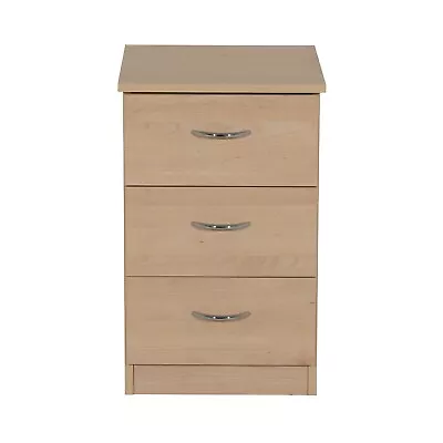 *sale Rsp £78* Woodgrain Bedside / Maple Wood Effect / 3 Drawer /h60 W40 D38 Cm • £36