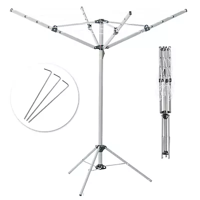 Rotary Airer Free Standing Outdoor Washing Line Clothes Dryer For Camping Travel • £24.95