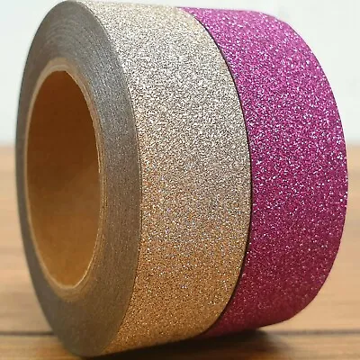 £3.38 • Buy ROSE GOLD PINK GLITTER WASHI TAPE Craft Masking Paper Sticky Ribbon Trim 10M