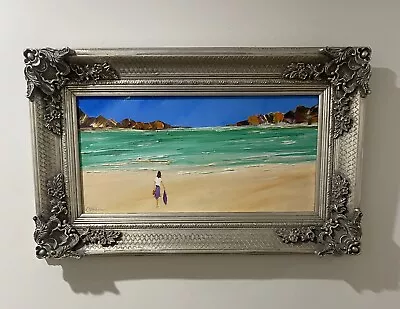 Jack Shahine Oil Painting Purple Lady At Beach • $416.50