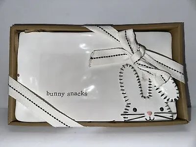 Mudpie “Bunny Snacks” Easter Rabbit Plate Platter Candy Dish 9 X 5” • $19.99