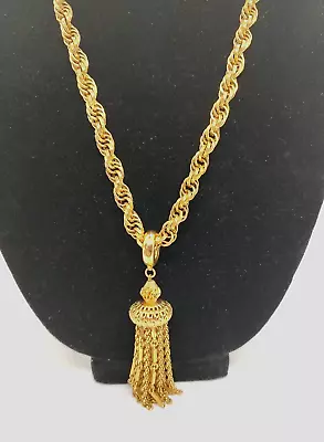 Monet 1960's Book Piece Damita Tassel Pendant Chain Necklace! • $24.99