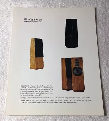 Mcintosh Xr 230 Loudspeaker System Original Color Advertisement Leaflet M596 • $12.95