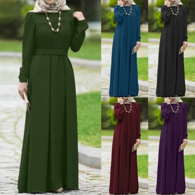 $34.79 • Buy ZANZEA Womens Long Sleeve A Line Fashion Plain Ladies Elegant Maxi Shift Dresses