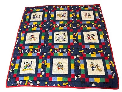 Mickey Mouse & Disney Characters  Handmade 40x40 Baby Toddler Quilt Blanket CL4 • $35