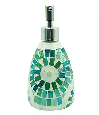 Green Aztec Glass Mosaic Soap Dispenser Pump Bottle Holder Crystal Colourful • $38.70