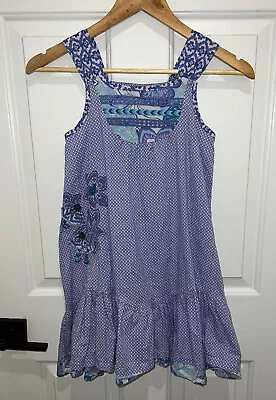 Naartjie Kids Vintage Boutique Dress XXL 8 Years Ruffle Blue Purple Floral • $7.49