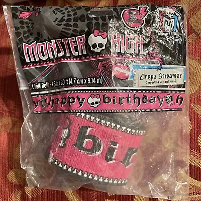 MONSTER HIGH Birthday Party CREPE PAPER STREAMER 30 Feet Decoration NEW • $8