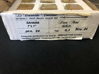 1x1 Tile Italian Metallic Glass Crackled Backsplash Accents Sahara Gold 1 Box • $87