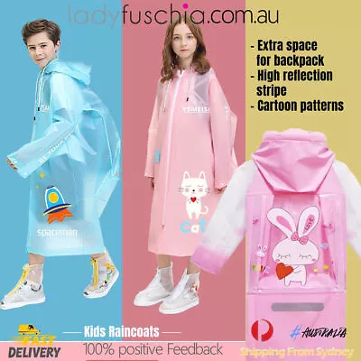 $19.95 • Buy Kids Raincoat Uni Sex Jacket Hoodie Boy Girl  Backpack Animal Waterproof Breath