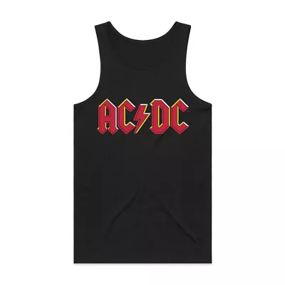 AC/DC Classic Logo Tank Top S-XXL Official Rock Band Cotton Vest ACDC • £24.75