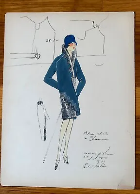 1920's ETHEL RABIN Vintage ART DECO Fashion Design Original Hand Colored Print • $70