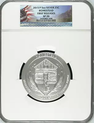 2015-P Homestead NP 5 Oz. Silver 25c Quarter NGC SP 70 FIRST RELEASES • $175