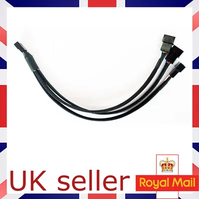1 To 3 Way Splitter Sleeved 4-Pin PWM Connector Fan Extension Cable UK SELLER • £3.99