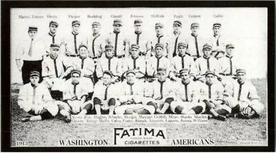 1913 FATIMA T200 Baseball WASHINGTON AMERICANS Team Reprint * Walter Johnson • $3.99