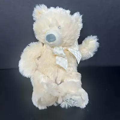 Baby Ganz Beige Cream My FIrst Teddy Bear Plush 9  Stuffed Animal Gray Nose Bow • $12.99