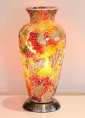 Orange & Red Mosaic Vase Lamp Home Lighting Table Light Gift Display Giftware • £49.99