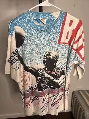 Michael Jordan Magic Johnson T-shirt Vintage 90s AOP Single Stitch L Holy Grail! • $81