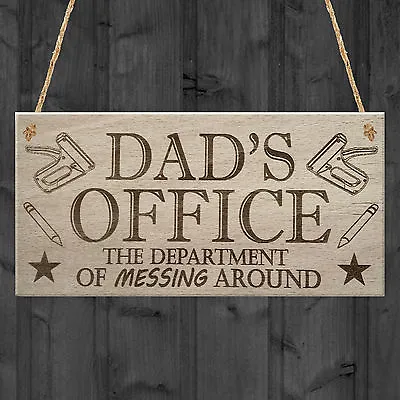 Dad's Office Funny Novelty Father's Day Man Cave Hanging Plaque Shed Gift Sign • £3.99