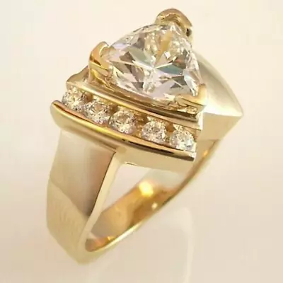 2.00Ct Trillion Lab-Created Diamond Men's Engagement Ring 14K Yellow Gold Plated • $95.99