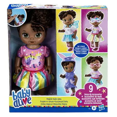 Baby Alive Magical Styles Baby Doll Black Hair Baby Doll NEW • $64