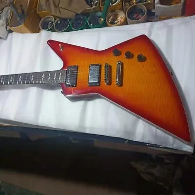$368 • Buy Full Size Custom Explorer 6 Strings Electric Guitar Orange Color Unique Explorer