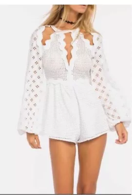 ALICE McCALL In The Night Playsuit Sz 4 White Cotton • $35