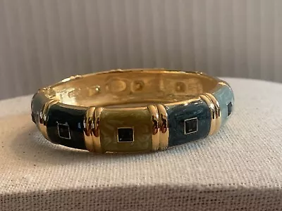 Nolan Miller Gold Tone Oval Hinged Multi Colored / Blue Crystal Bracelet- BinK • $25