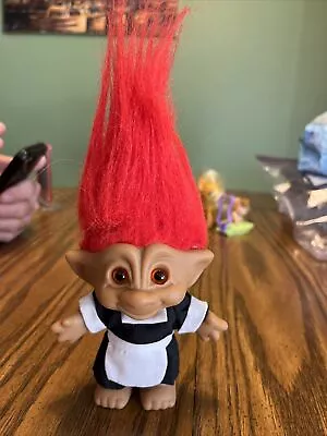 Vintage Troll Doll 4” Ace Novelty Red Hair/Red Eyes Black And White Maid Outfit • $12.50