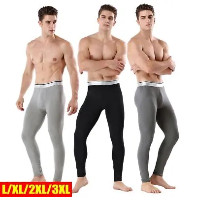 Men's Long Johns Thermal Underwear Bottom Pants Home Pajamas Trousers Leggings • £6.08