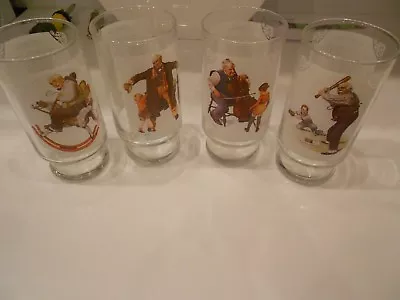 Country Time Lemonade Norman Rockwell Glasses (4) Vg+ 6  Tall • $9.99