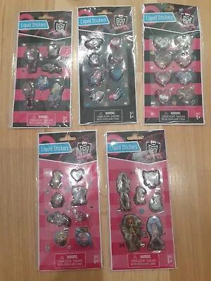 Mattel MONSTER HIGH 2010 Liquid Stickers Crafts Decals Set Of 5 Packs NIP • $11.99