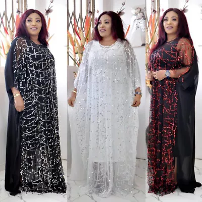 2022 New Moroccan Africa Women Abaya Sequins Party Maxi Dress 2PCS Clubwear Gown • $36.83