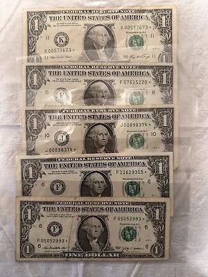 1 Dollar Bill Star Note( Lot Of 5) • $18