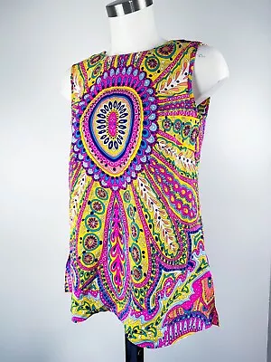 ALICE & TRIXIE Sleeveless Blouse Tank Top Multicolor Abstract Floral Silk Sz XS • $36.21