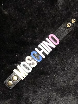 Mochino Rainbow Black Faux Leather Braclet Snap Fashion Design Trends • $125