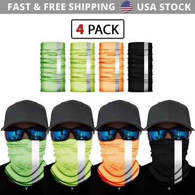 4 Pack Bandana Face Mask Tube Neck Scarf Reflective Motorcycle Headband Ski Hood • $13.25